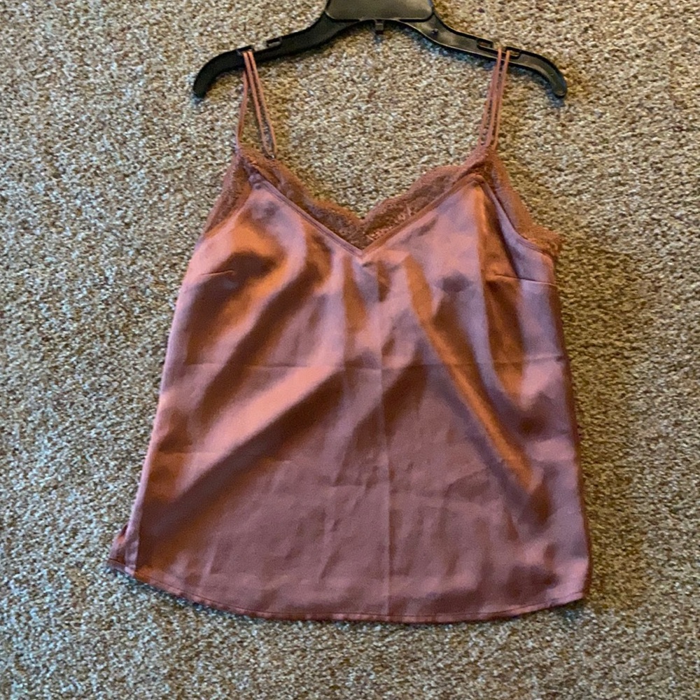 A&F Blush Pink Satin Lace Tank Size XS